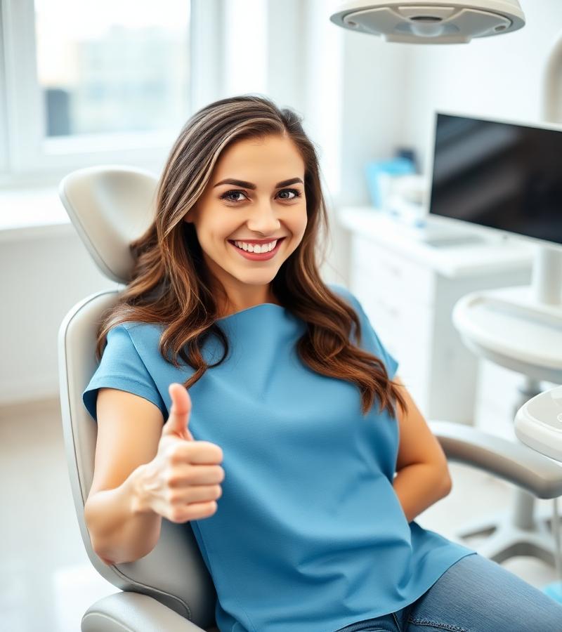 Happy patient in dental chair